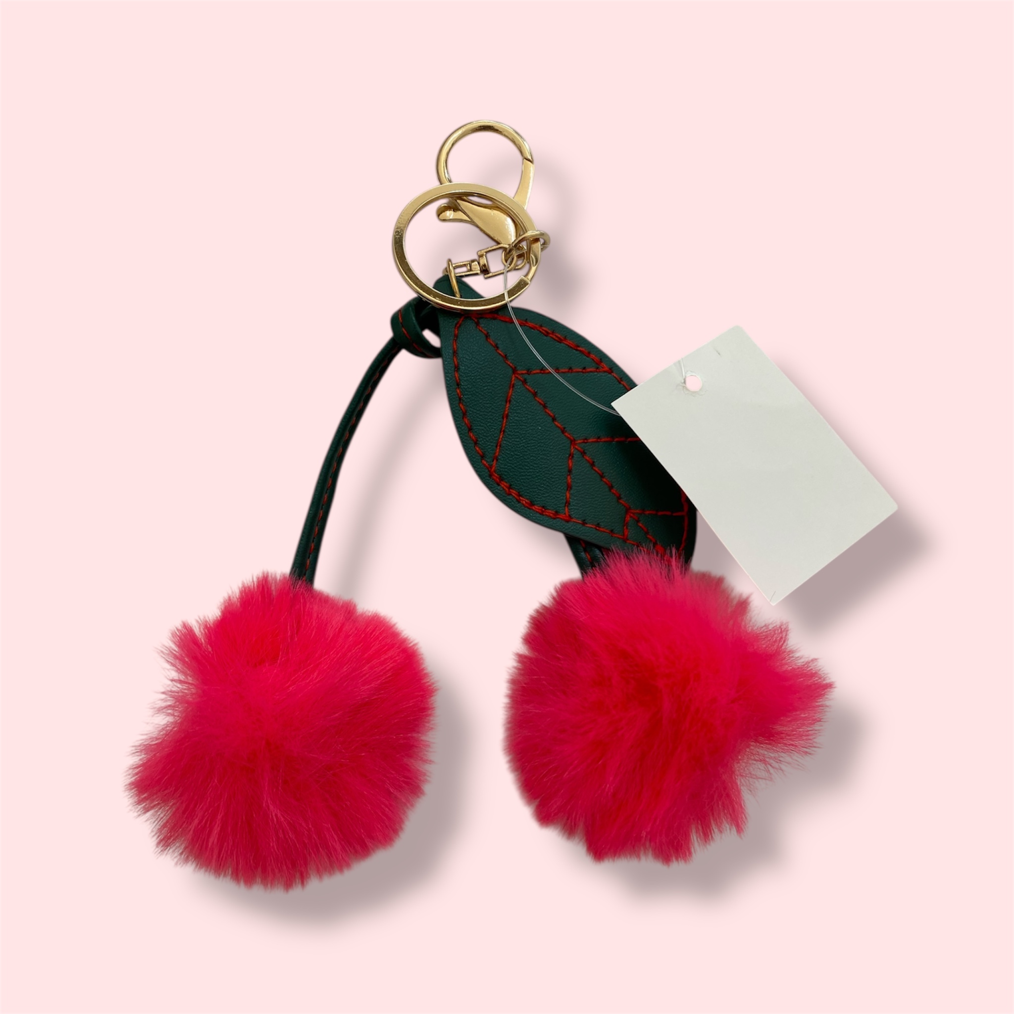 Fushia Cherry Fur Keychain