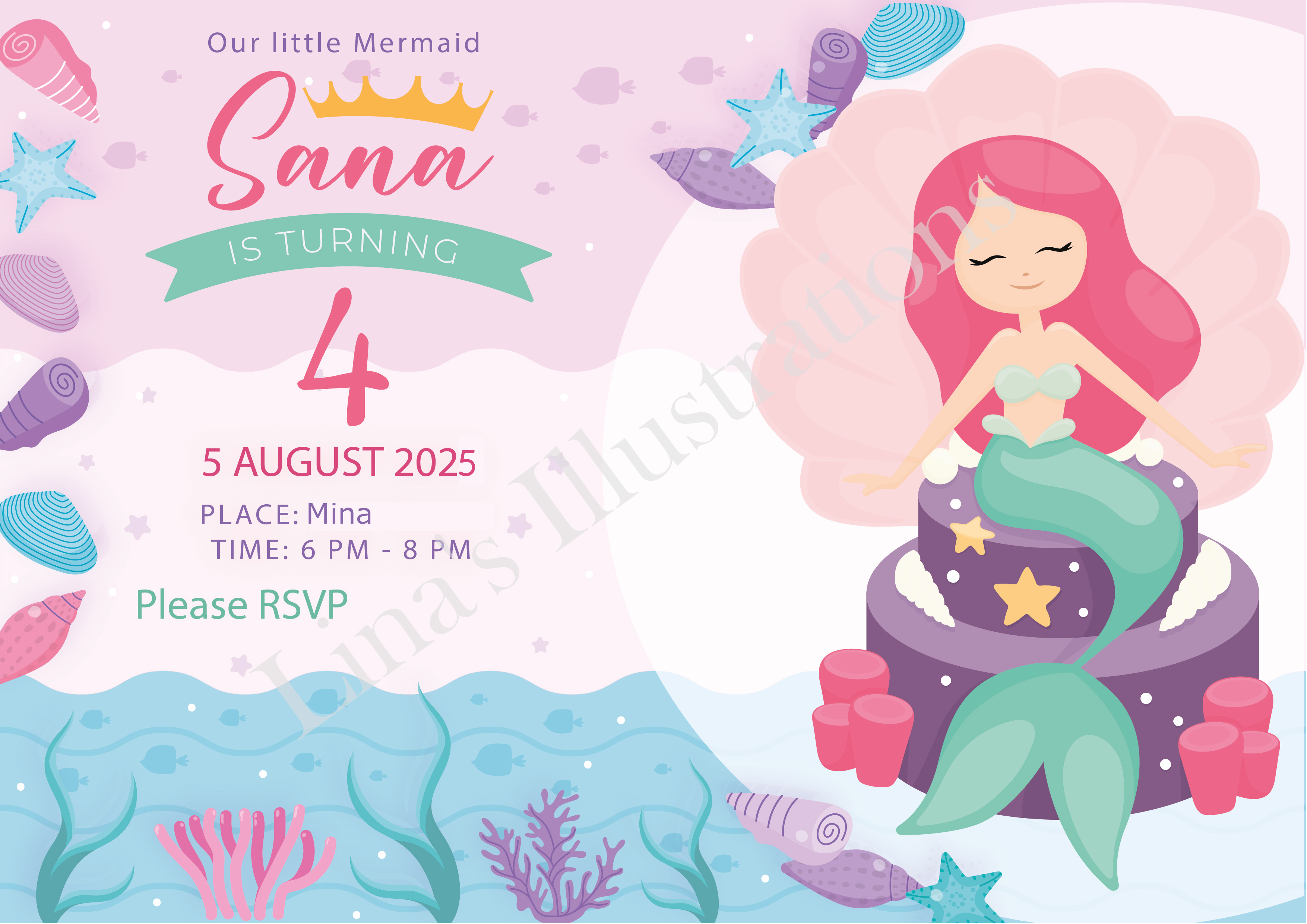 Mermaid Birthday Invitation