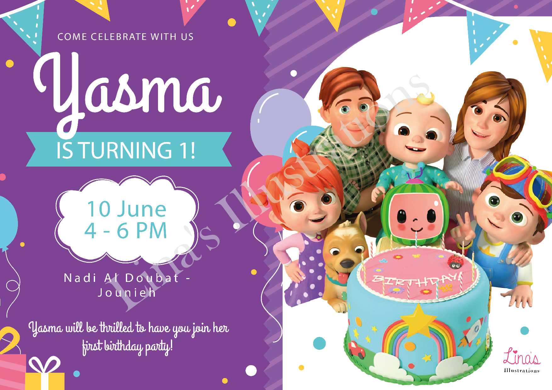 Cocomelon Birthday Invitation