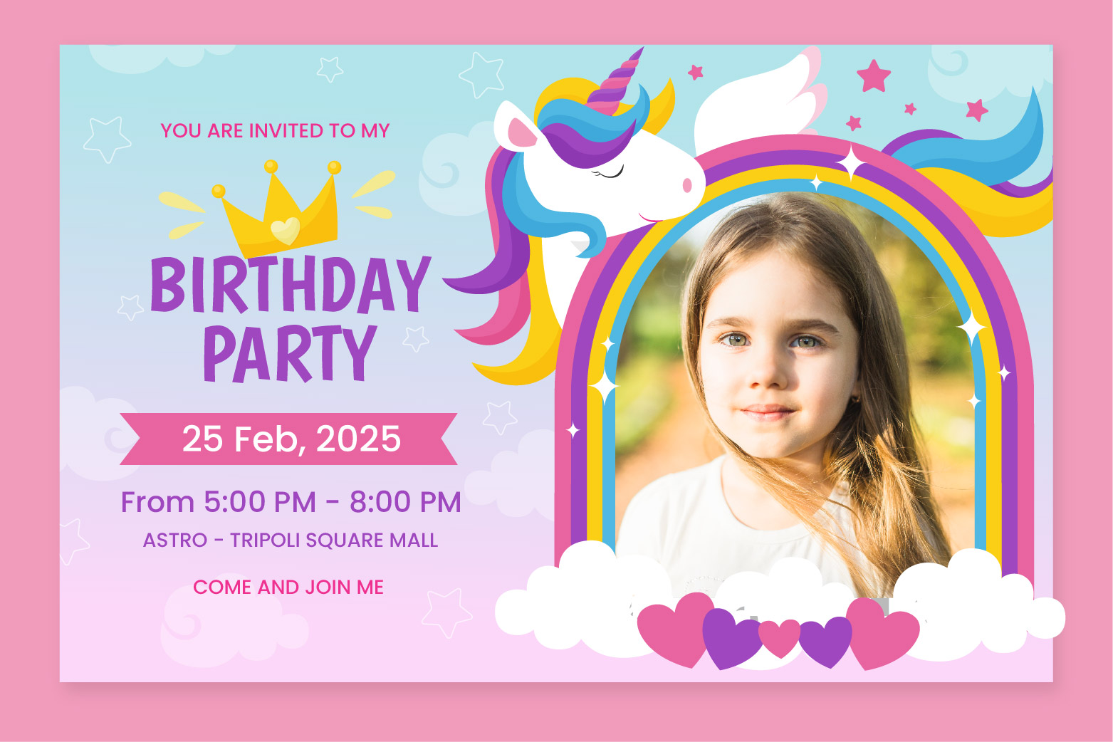 Unicorn Birthday Invitation