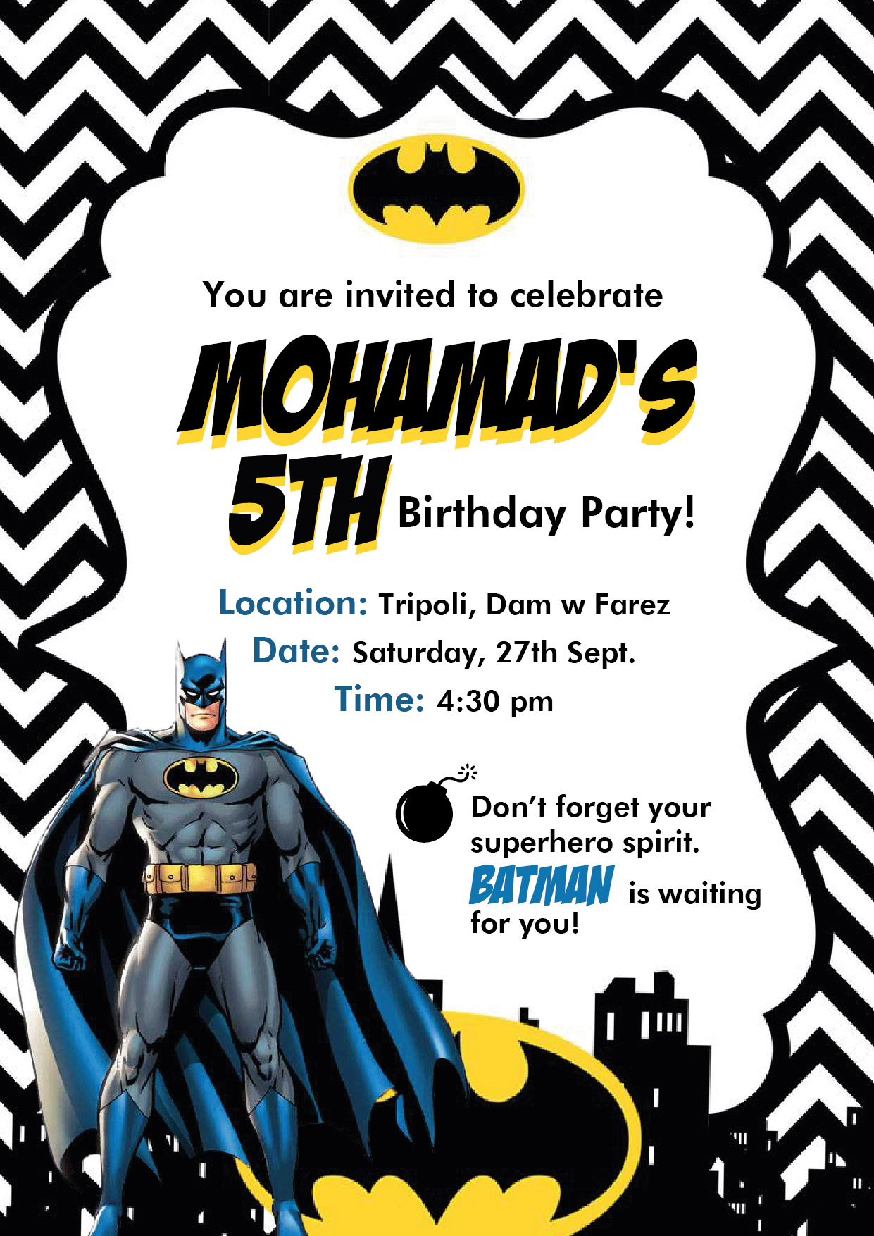 Batman Birthday Invitation