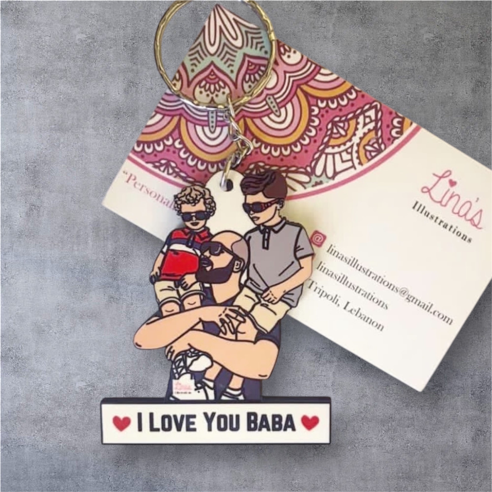 "I Love You Baba" Personalized Keychain