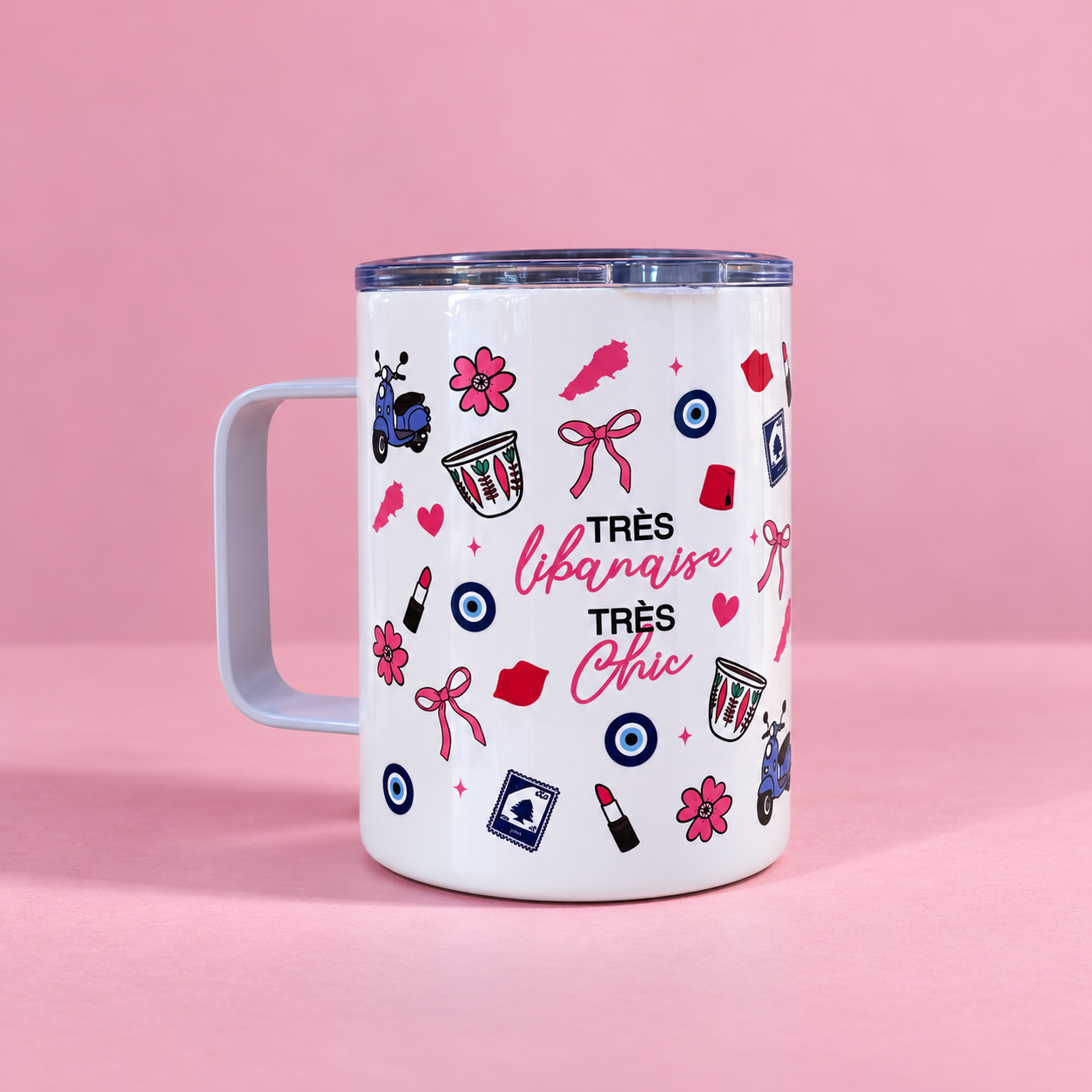 “Tres Libanaise, tres Chic” Mug with lid