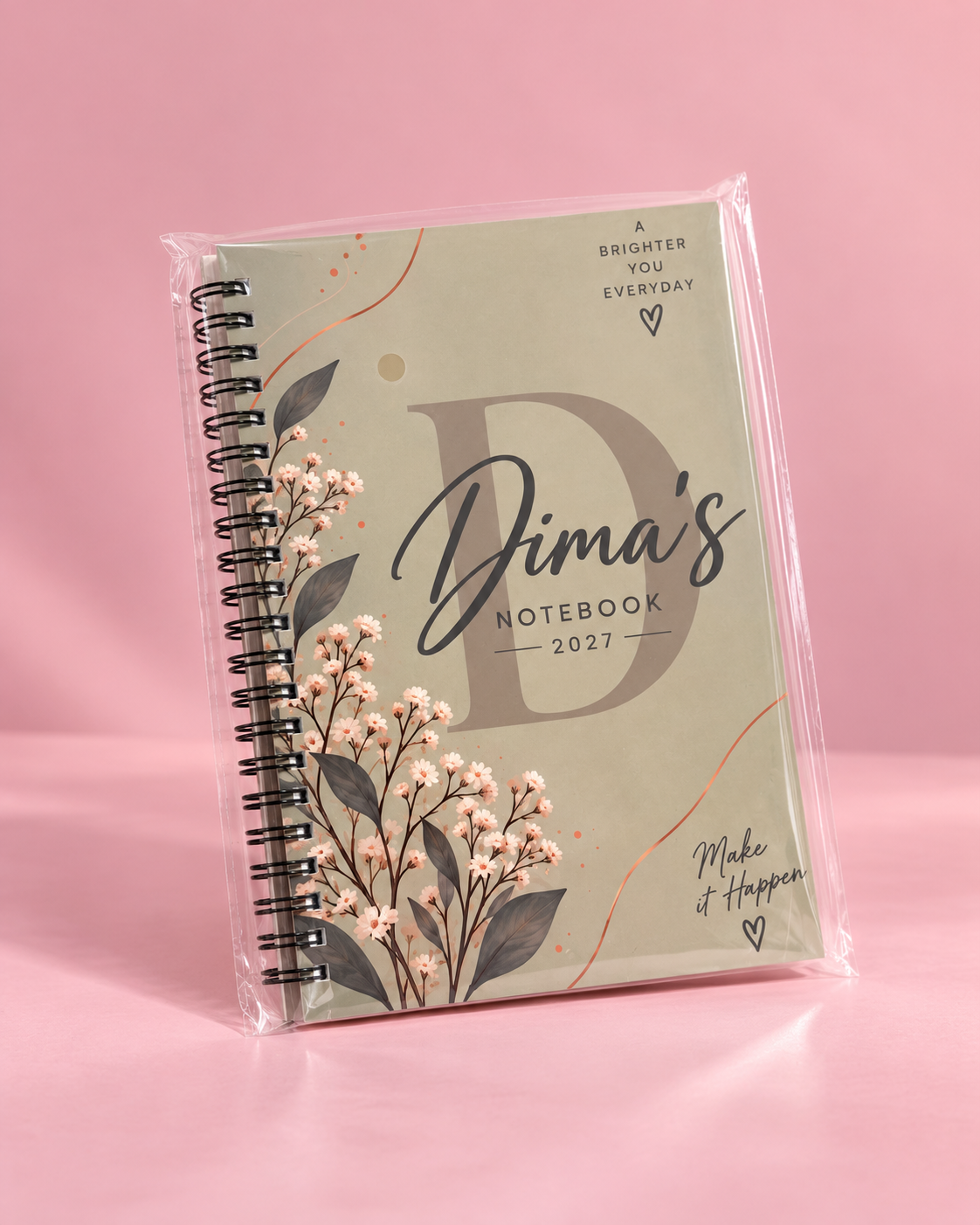 Personalized Green Floral Notebook