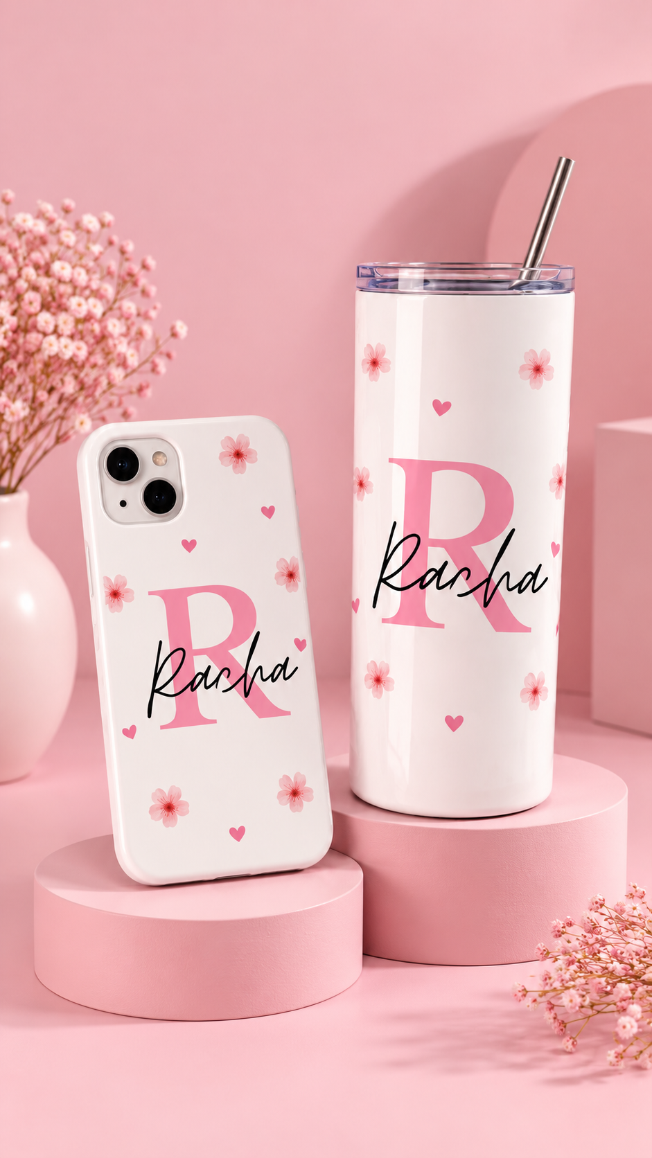 Personalized Pink Heart Set - 1