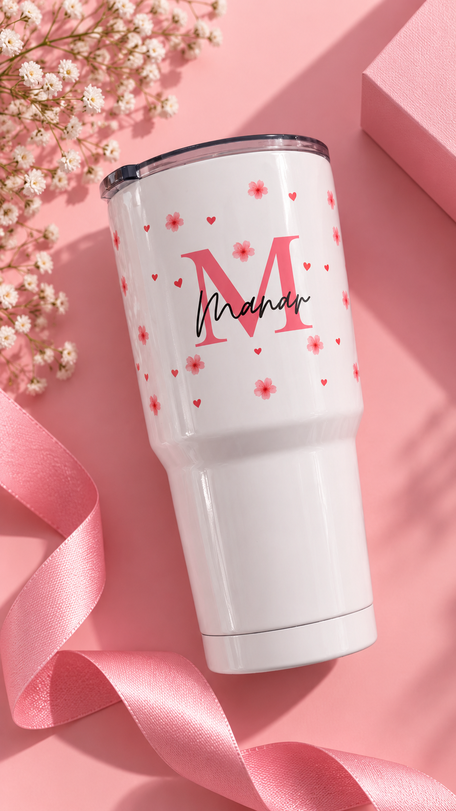 Personalized Pink Initial Tumbler