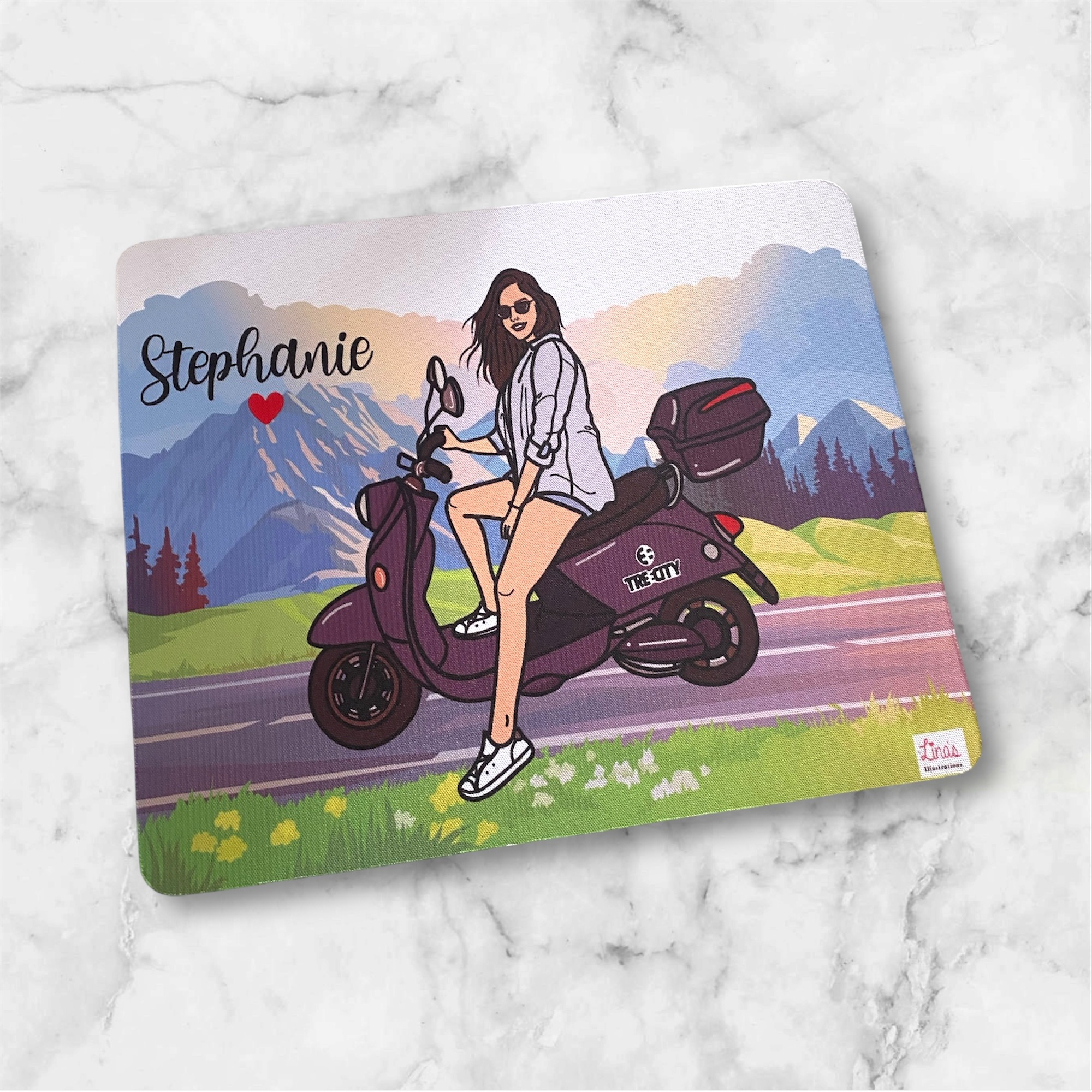 "Girl on Motorcycle" Personalized Mouse pad